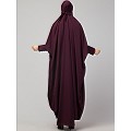 Long cuff ready to wear Jilbab in one piece- Wine